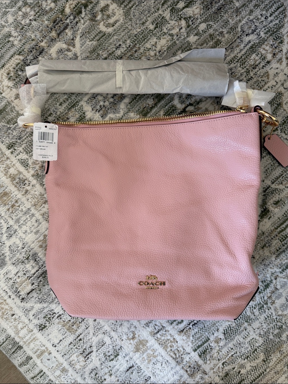 Coach Pink Pebble Leather Shoulder Hobo with Gold Hardware